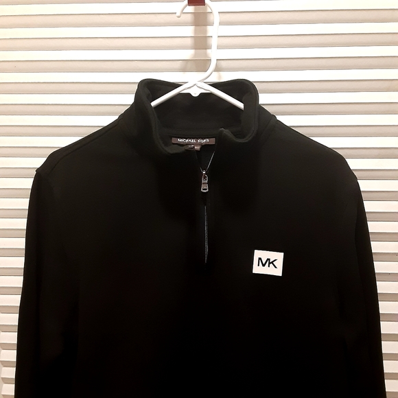 Michael Kors Men's 1/4 Zip Sweater Pullover Black with Logo Size L - Picture 8 of 8
